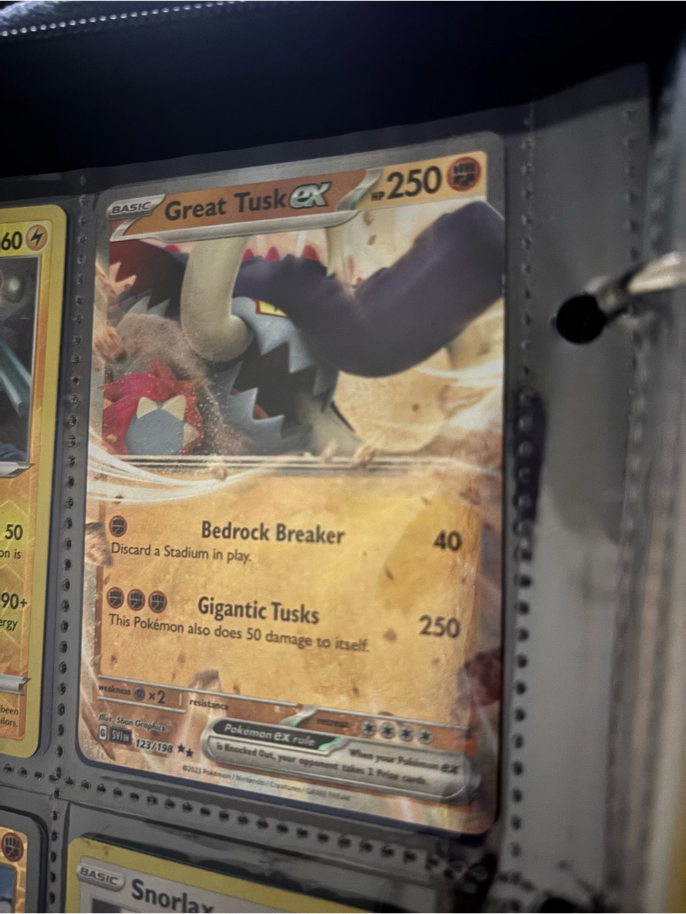 Pokemon Great Tusk ex Card - Yellow and Brown Accents